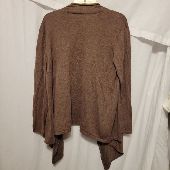 Laura Scott Cardigan Waterfall Open Brown Retro Medium Neutral Earthy Knit BOHO - Picture 2 of 9